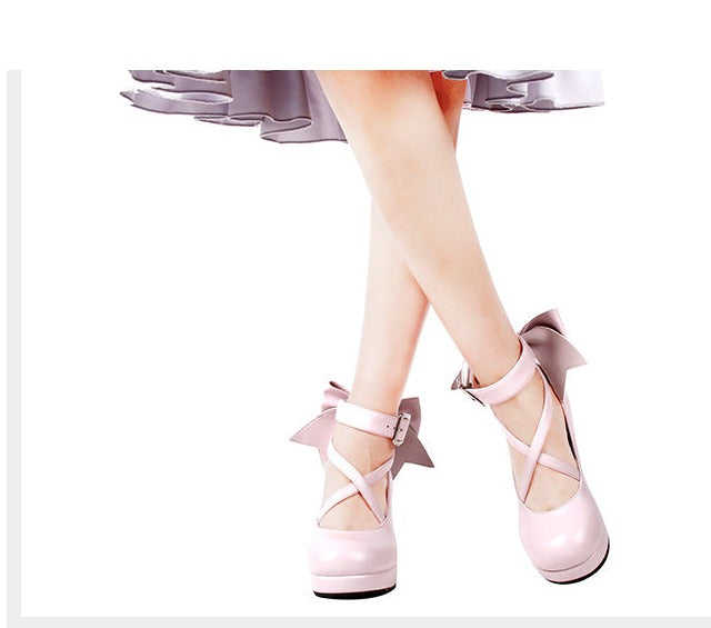 Angelic imprint - Elegant Lolita Shoes Princess Bowknot Lolita Heels Shoes