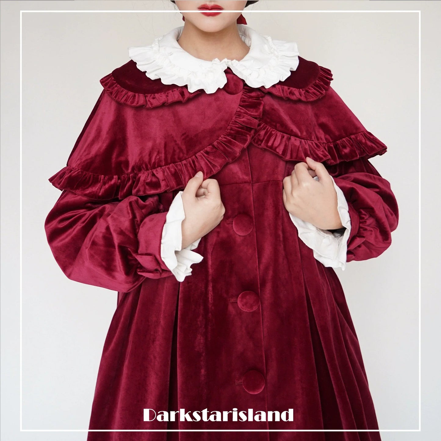 Dark Star Island - Winter Lolita Cape Velvet Antique Lolita Coat