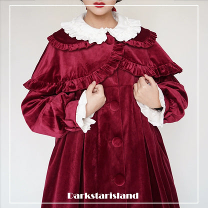 Dark Star Island - Winter Lolita Cape Velvet Antique Lolita Coat