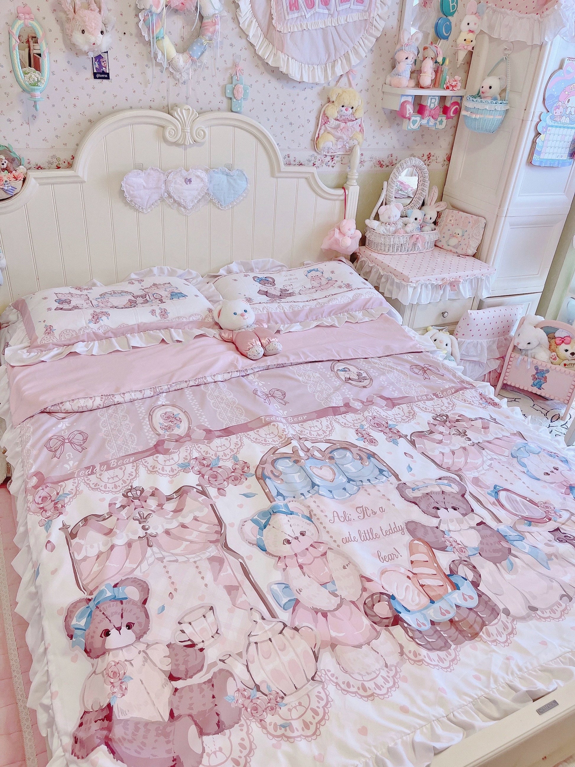 Drunke - Bears Afternoon Tea - Cute Lolita Bedding Set Bear Print Lolita Four-piece Suit