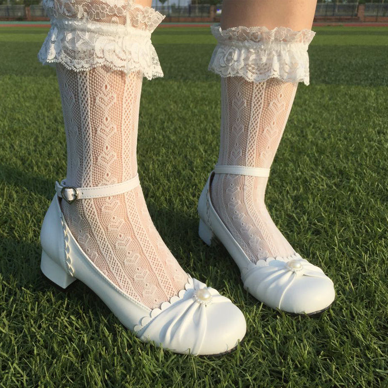 Sosic - Shell Dew - Sweet Lolita Bow Round Toe Shoes