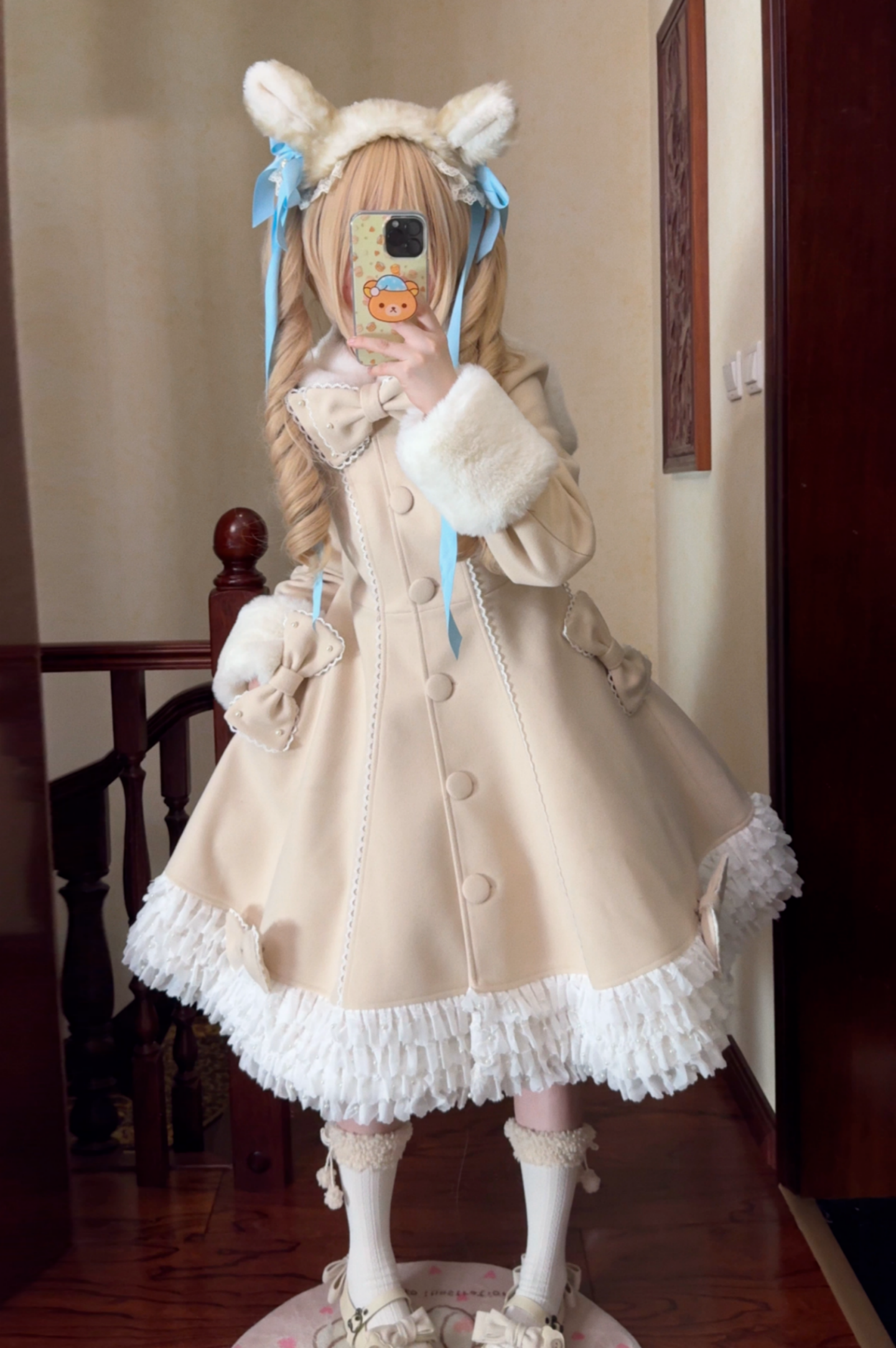 Bunny Magic Forest - High Waisted Sweet Lolita Overcoat, Bunny Ear Collar