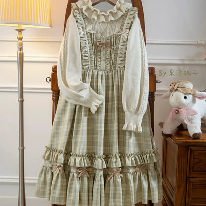 EESSILY - Green Fairy Tales - Classic Lolita Plaid JSK Plus Size Lolita Dress