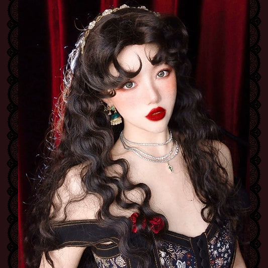 Mabuxi - Gypsy Rose - Black Retro Lolita Curly Wigs Fluffy Sheep Curl Wigs