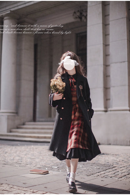 HuTaoMuJK - Madeleine - Classic Lolita JSK Suit Black Lolita Blouse and Coat