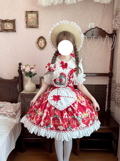 Suiyi - Crown Strawberry - Sweet Lolita Salopette Dress Suit, Single Strap