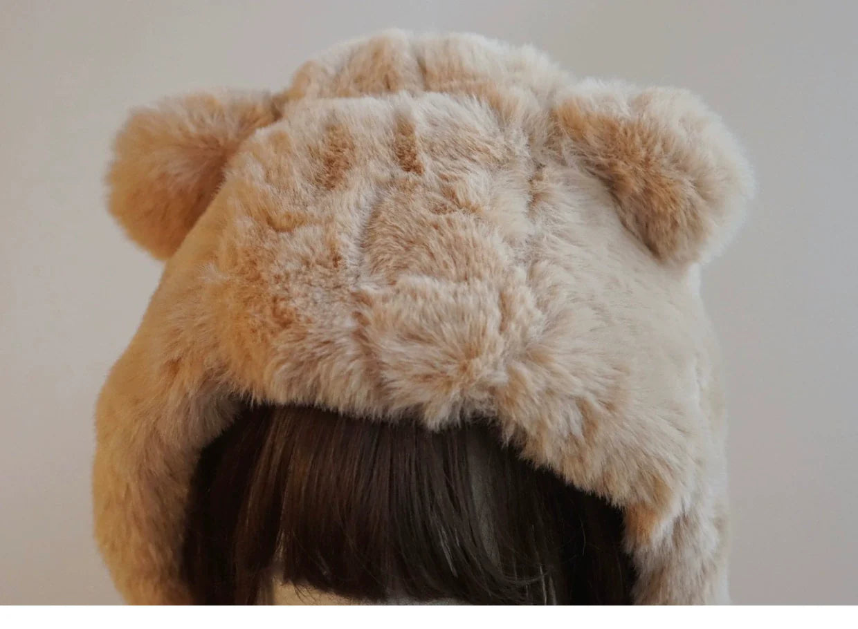 Besozealous - Winter Lolita Hat Bear Ears Hooded Hat