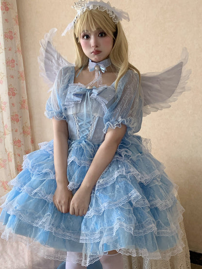 Daydream Whisper - Shisan District - Wedding Lolita OP Suit with Angel Demon Wings