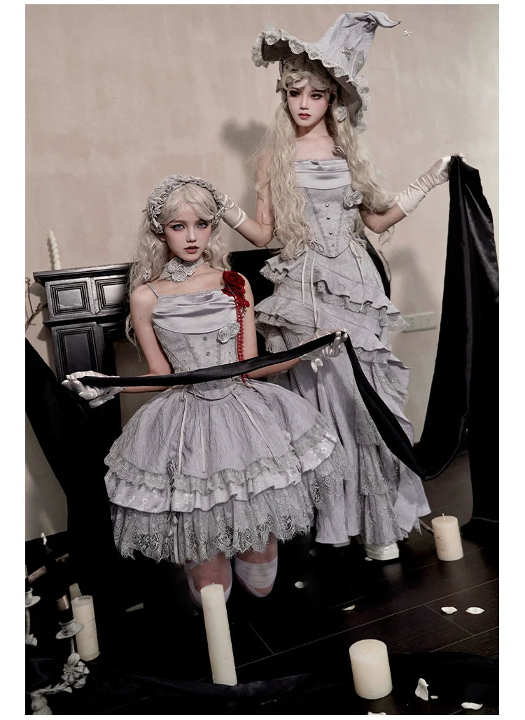 With PUJI - Letter and Poetry ﾂｷ Twilight - Gothic Witch Lolita SK Suit Bodice Mermaid Dress