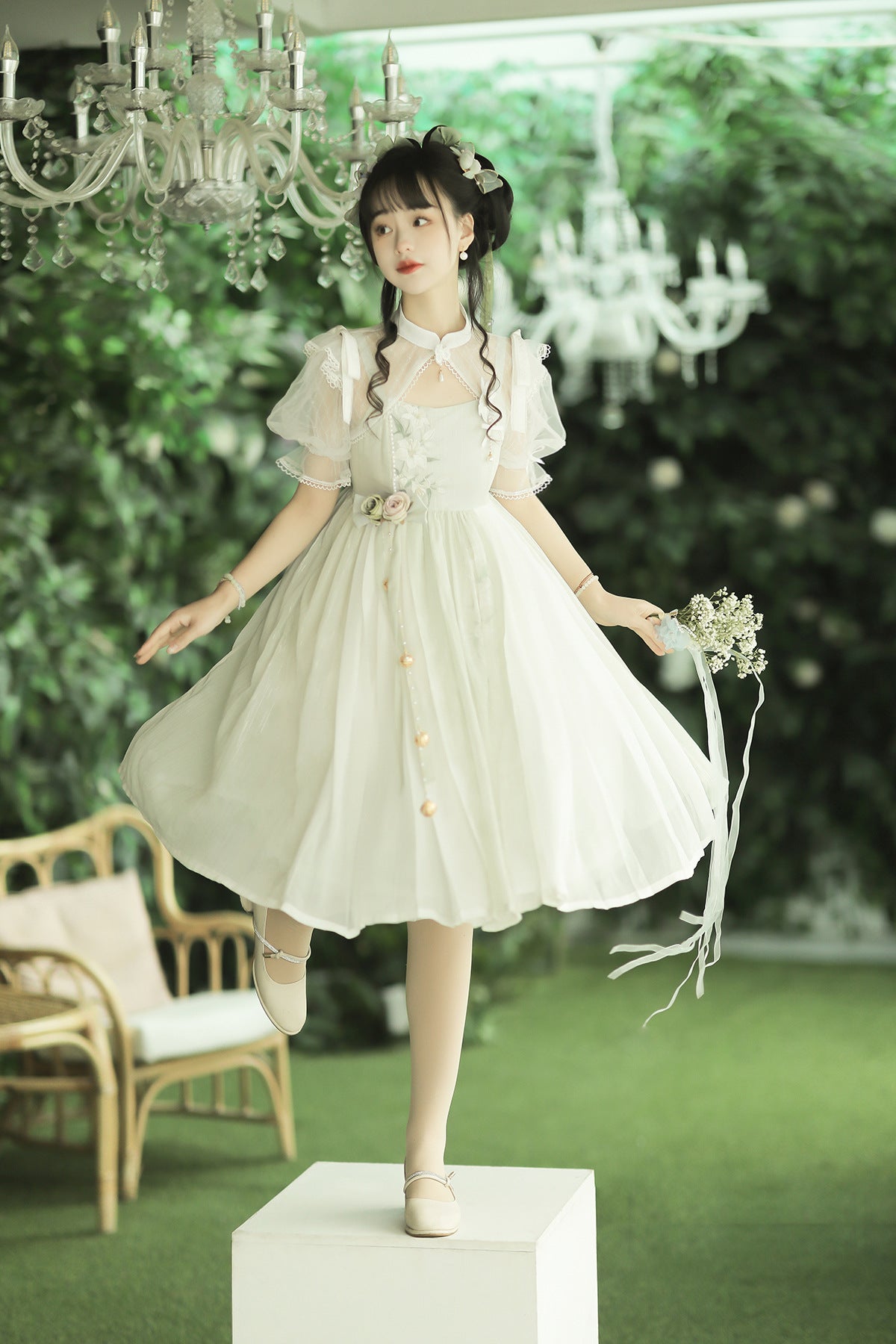 Cornfield Lolita - Wind Singing Lily - Qi Lolita Embroidered Dress Suit