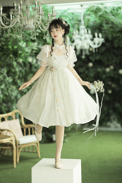 Cornfield Lolita - Wind Singing Lily - Qi Lolita Embroidered Dress Suit