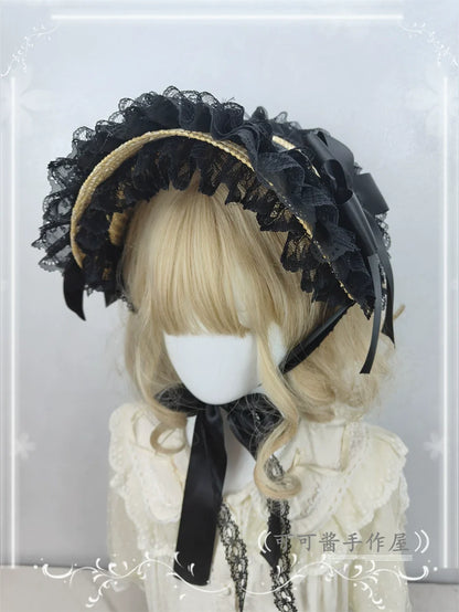 Cocoa Jam - Country Lolita Bonnet Lace Flower Flat Cap Multicolors Customized