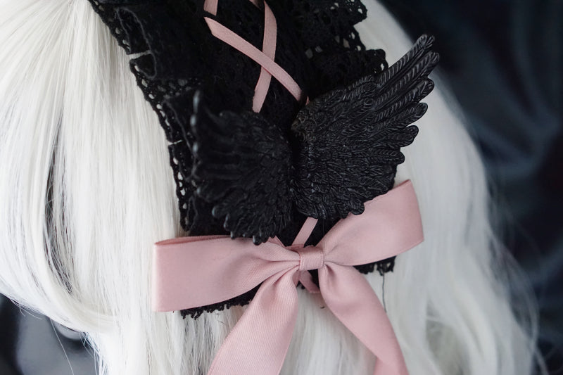 Strange Sugar - Black Wings Halloween Goth Lolita Hairband