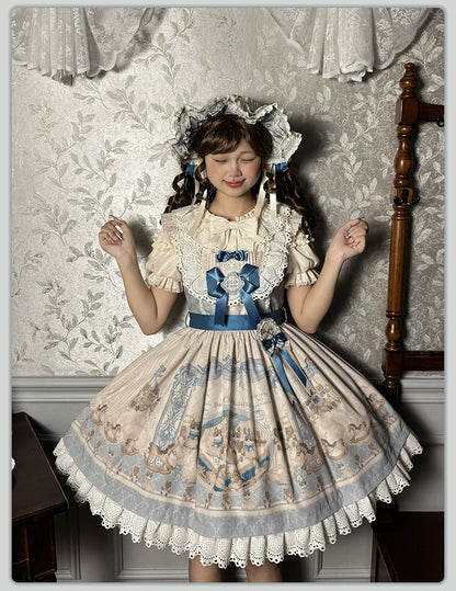 Alice Girl - Sea Salt Fairytale - Sweet Lolita JSK Doll-like Lolita Printed Dress