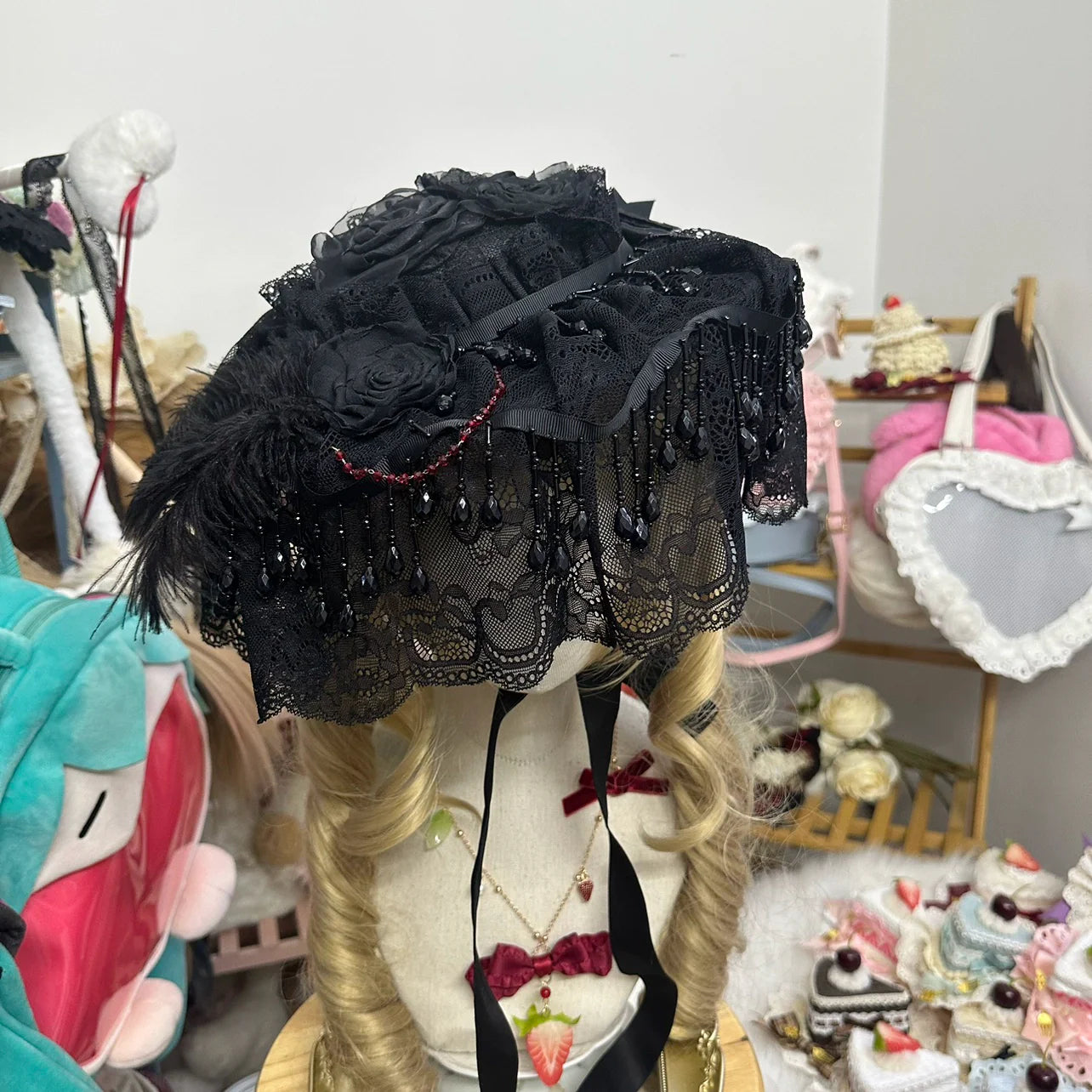 Chestnut Lolita - Gothic Lolita Hat Widow Hat Black Headdress