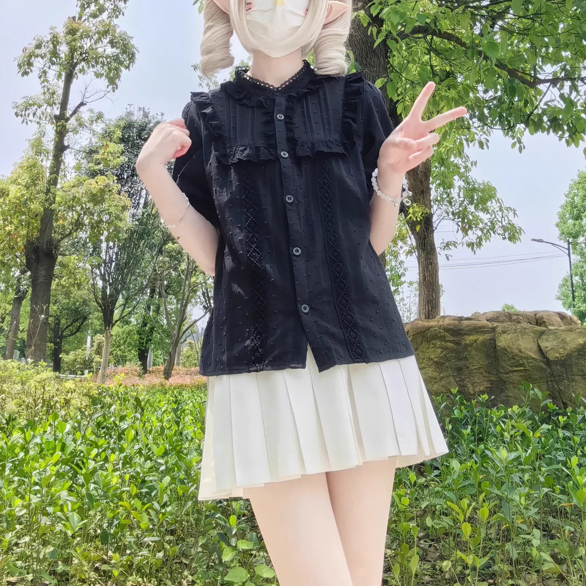 DMFS Lolita - Sweet Lolita Blouse Cotton Summer Short Sleeve Shirt