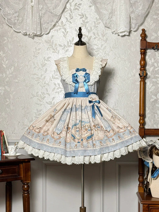 Alice Girl - Sea Salt Fairytale - Sweet Lolita JSK Doll-like Lolita Printed Dress
