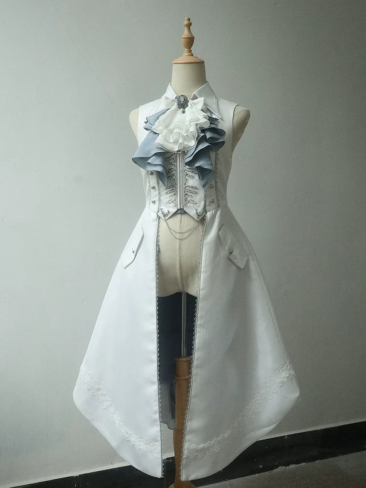 Forest Fluorescent Carps - Crumbling Skeleton - Ouji Lolita Fishbone Embroideried Vest, Prince Pants Suits