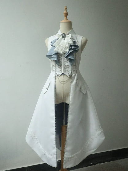 Forest Fluorescent Carps - Crumbling Skeleton - Ouji Lolita Fishbone Embroideried Vest, Prince Pants Suits