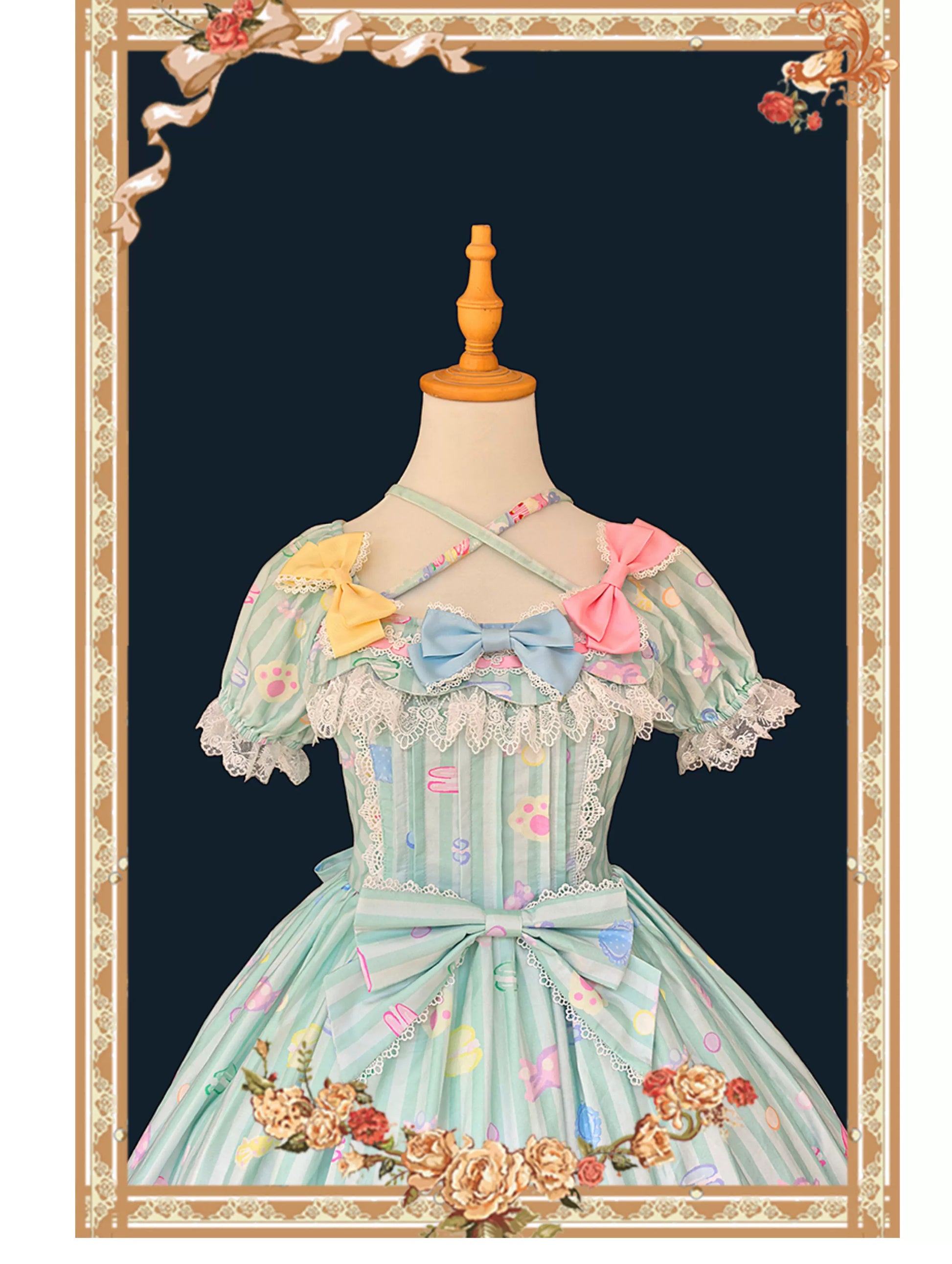 Infanta - Macaron Dolly House - Sweet Lolita OP Printed Dress, Side Zipper
