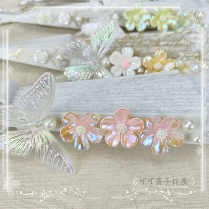 Cocoa Jam - Han Lolita Fan Decorative Folding Fan with Butterfly and Flowers Tassel