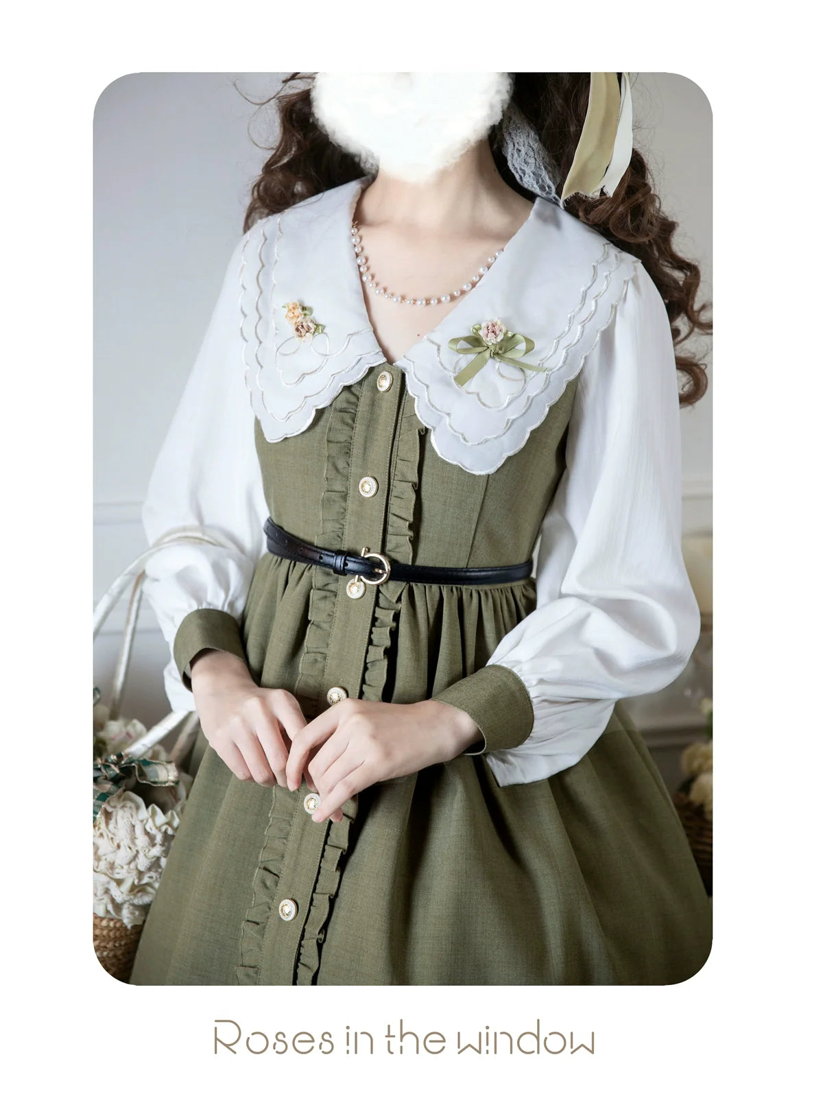 EESSILY - Window Rose - Classic Lolita OP Front Buttoned Embroidery Lolita Dress