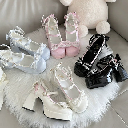 Jiangjiang Biscuit - Elegant Lolita High Heel Shoes Round Toe Low Cut