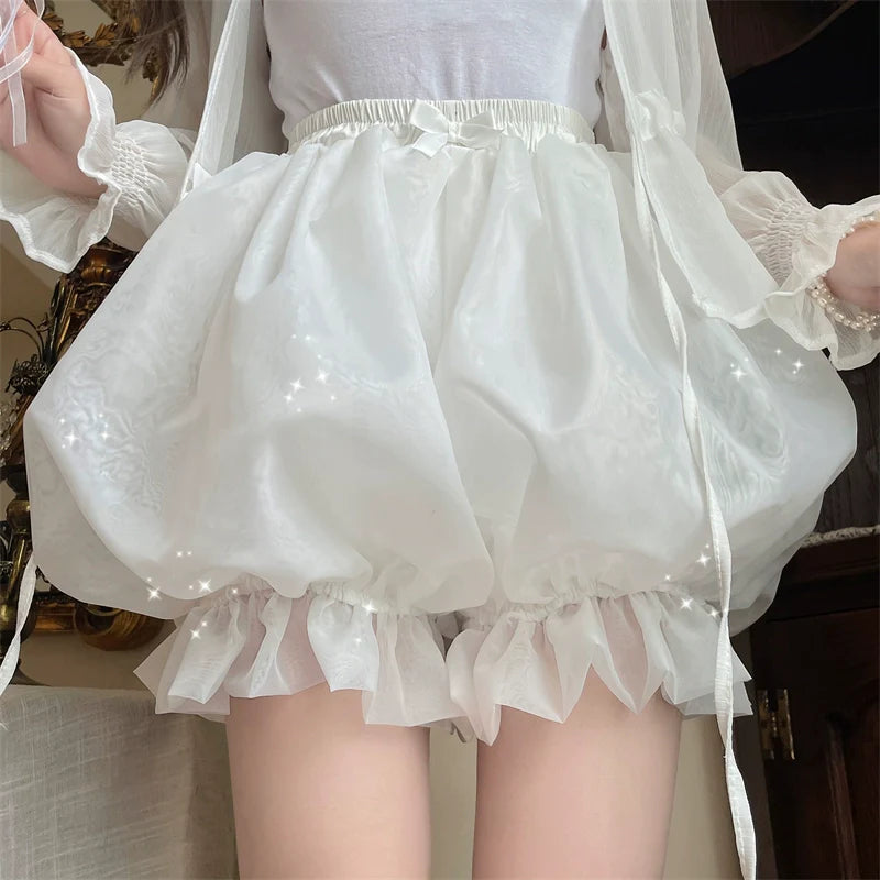 Sugar Girl - Casual Lolita Bloomer Solid Color Organza Shorts Bloomers