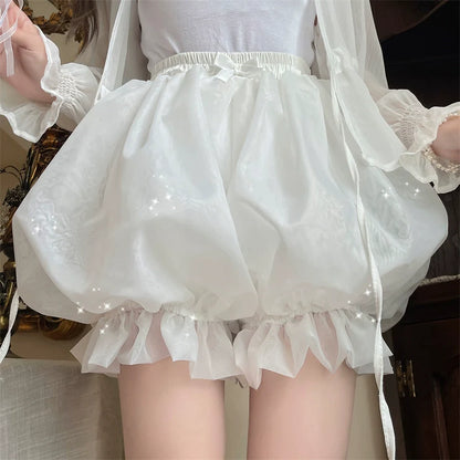 Sugar Girl - Casual Lolita Bloomer Solid Color Organza Shorts Bloomers