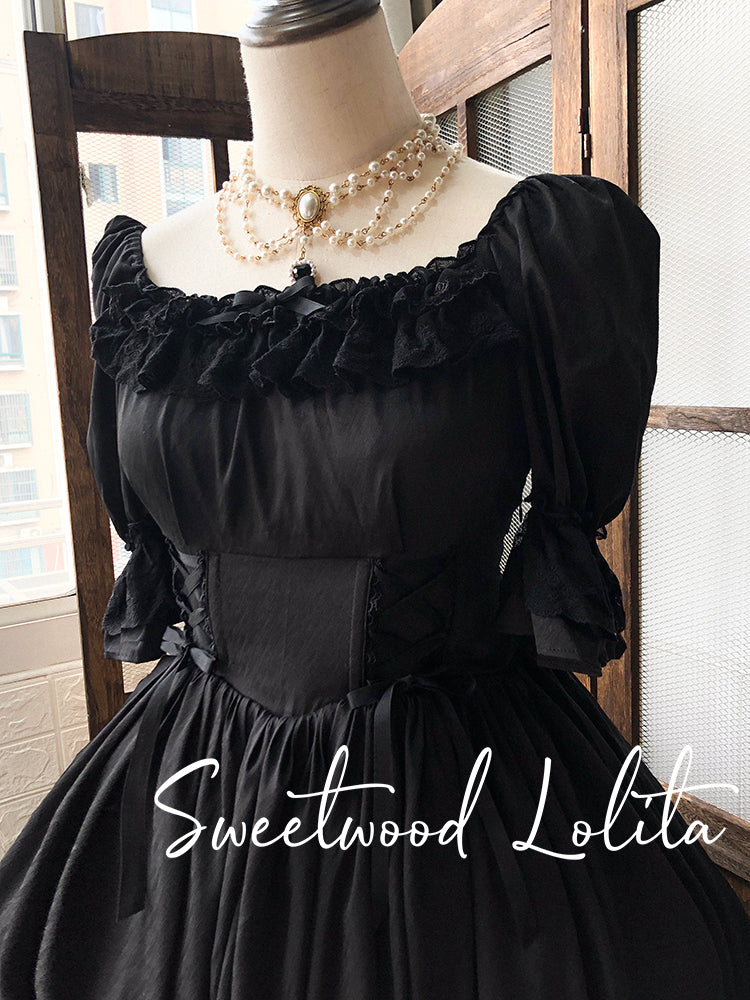 Sweet Wood - Nyx's Kiss - Plus Size Classic Lolita Short-sleeved OP Dress