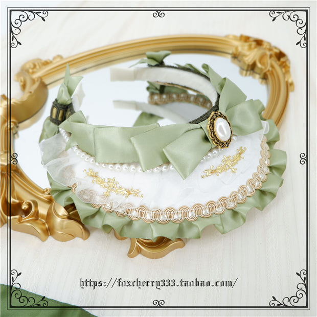 Fox Cherry - Elegant Grass Green Lolita Bow Headdress