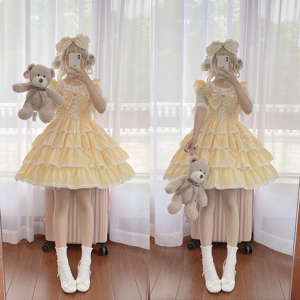 Ilovexiaolu - Princess Tata Kawaii Solid Color Lolita JSK