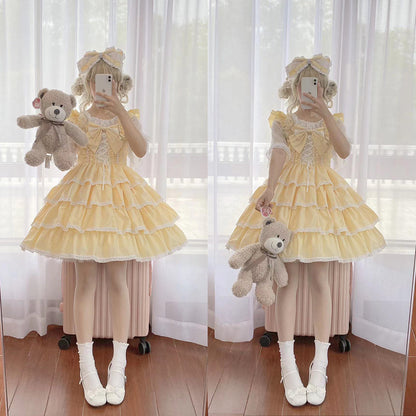 Ilovexiaolu - Princess Tata Kawaii Solid Color Lolita JSK