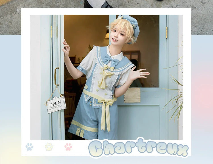 Forest Fluorescent Carps - Small Animal Team - Ouji Lolita Suit Male Lolita Shirt Shorts