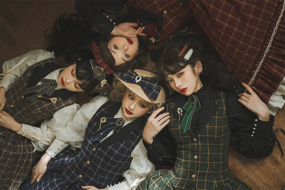 Miss Point - Rose - Elegant Lolita Pliad Print Vest Customized