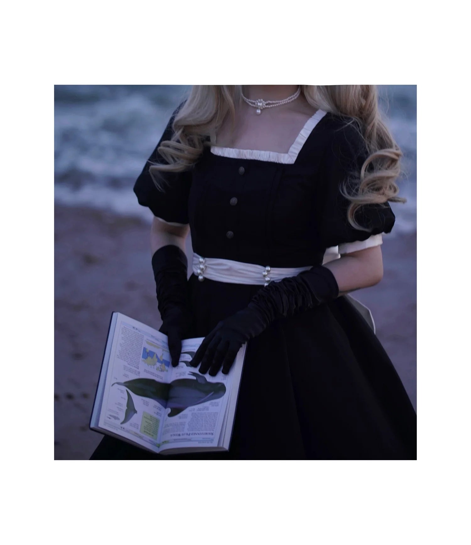 HuTaoMuJK - Thoughts - Vintage Lolita OP Dress Square Neckline Black Lolita Dress