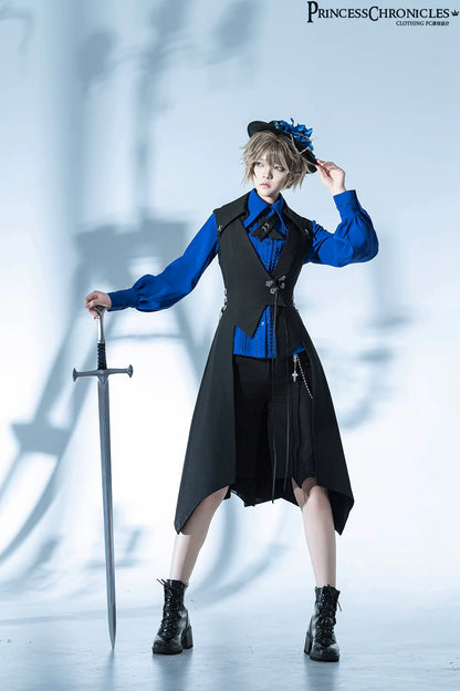 Princess Chronicles - Floating Phantom - Ouji Lolita Shorts Retro Blue Shorts