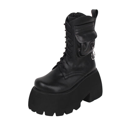 Angelic imprint - Gothic Lolita Black Leather Platform Shoes