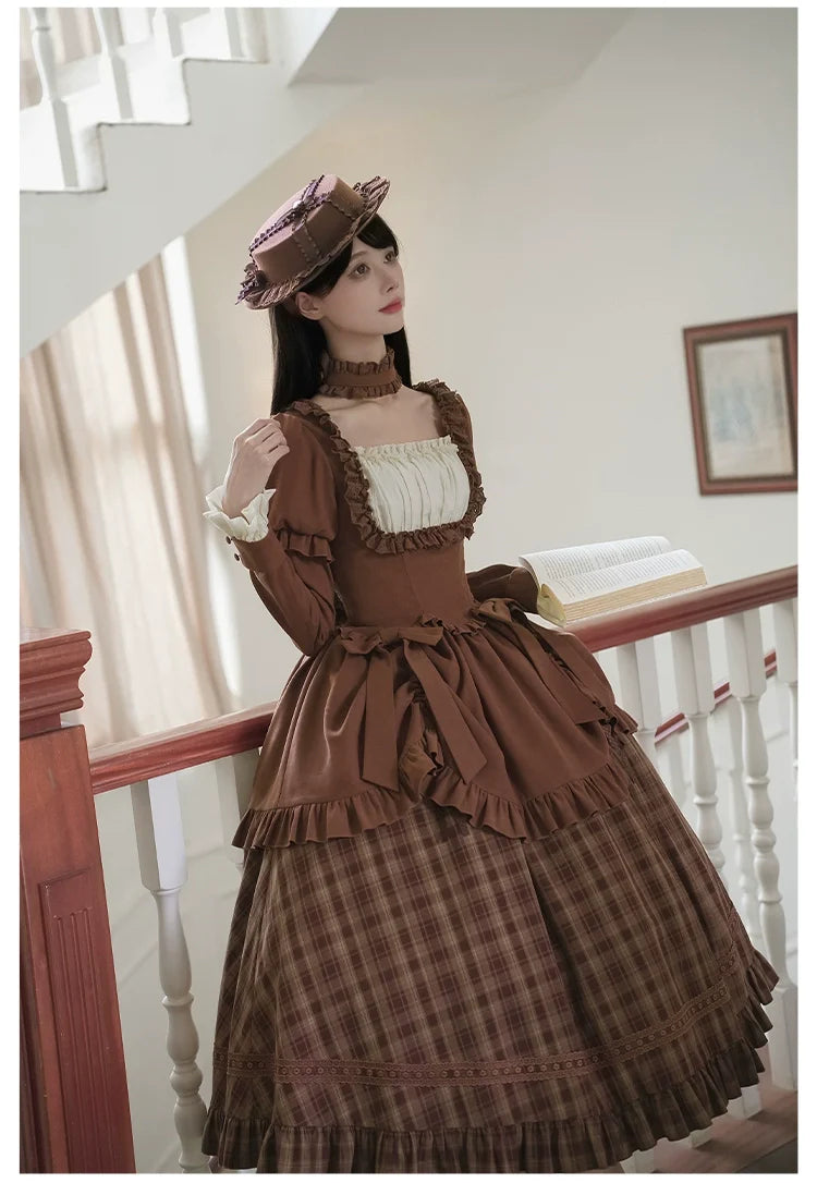 With PUJI - Oak Hymn - Classic Lolita Plaid OP Suit, Side Zipper