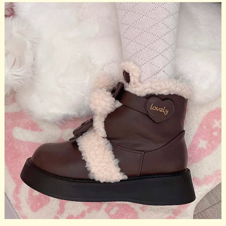 Beauty Bunny - Furry Bear - Winter Cute Lolita Shoes Short Snow Boots