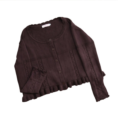 MIST - Kawaii Lolita Sweater Cardigan, Ruffled Lace Hem