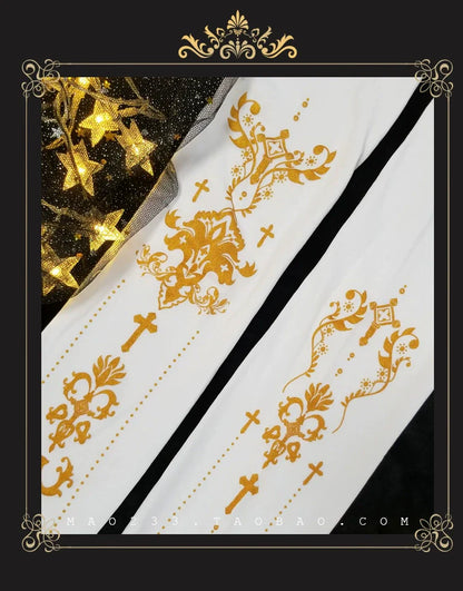 Wulala Mew - Elegant Lolita Pantyhose Daily Gold Foil Printing Tights