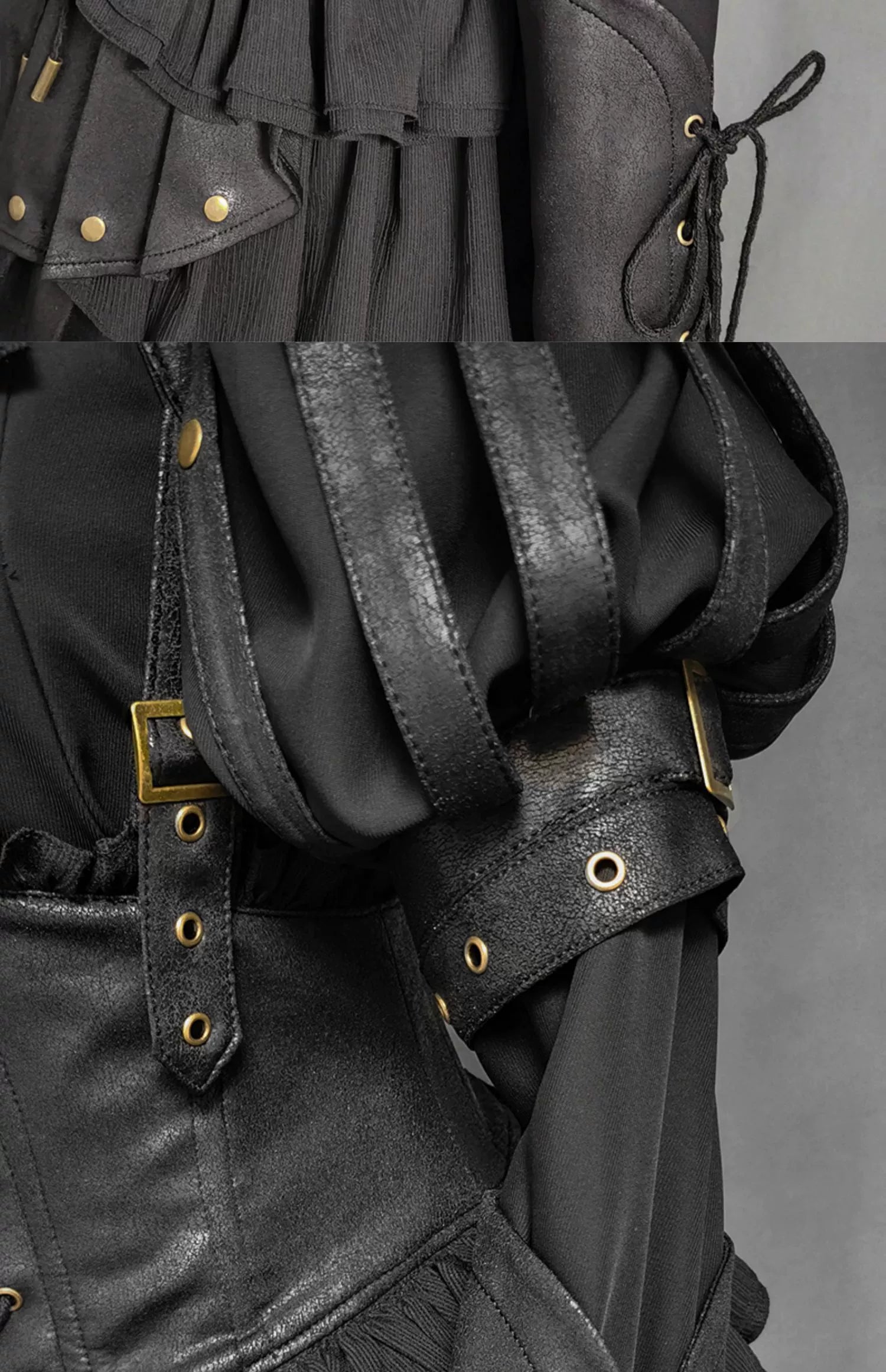 FOXTROT - Black Mist Beloved - Corset Gothic Lolita SK, Shirt, Faux Leather Cage Overlay