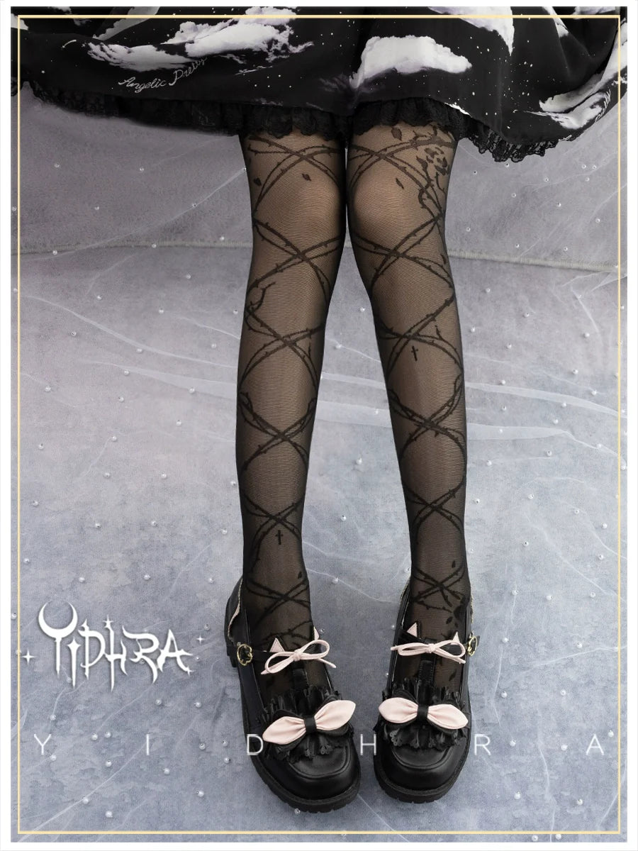 Glass Yarn Gothic Lolita Tights for Tropical Elegance