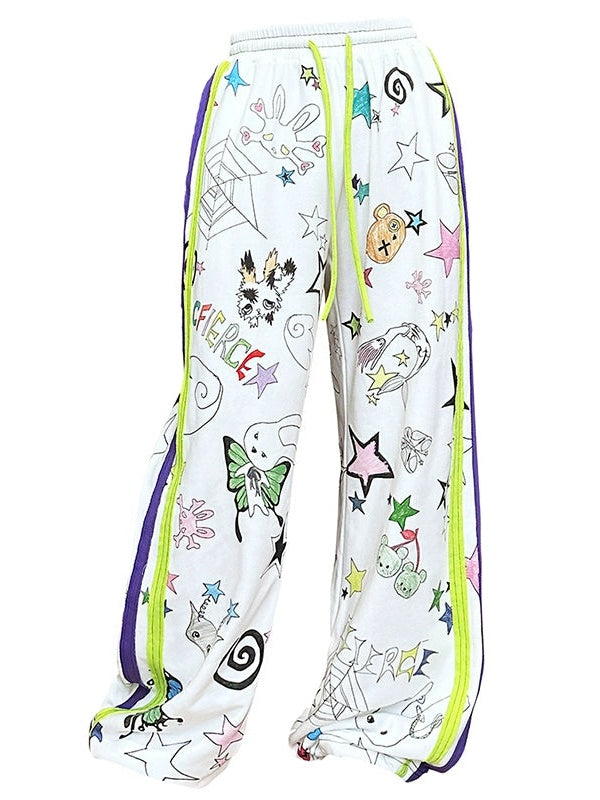 Graffiti Print Sweat Pants【s0000004227】