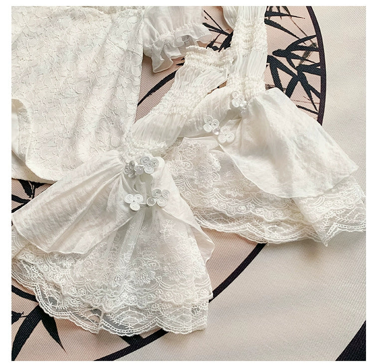 With PUJI - Moon Gauze - Qi Lolita Blouse Chinese Style Shirt