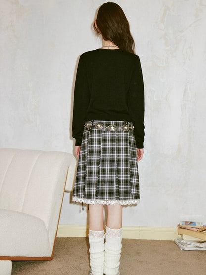 High waist A-line pleated skirt【s0000007079】