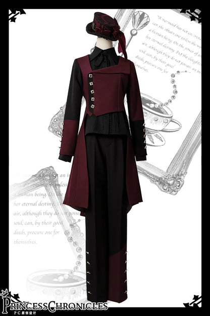 Princess Chronicles - Red and Black - Retro Ouji Lolita Handsome Black Pants