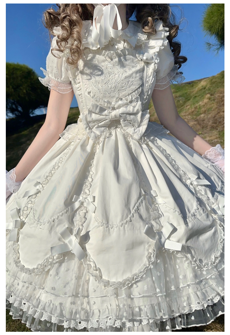 The Seventh Doll - Sweet Diary SP - Vintage Lolita Jumper Dress Petal-like Hem JSK Headdress Set