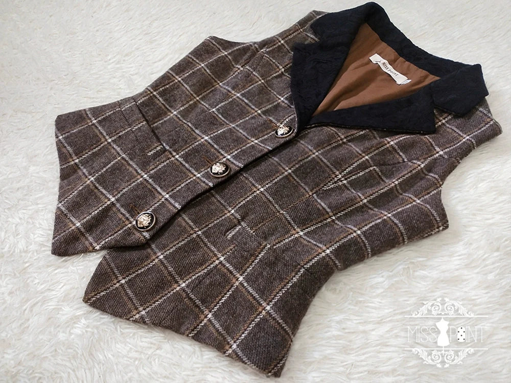 Miss Point - Rose - Elegant Lolita Pliad Print Vest Customized